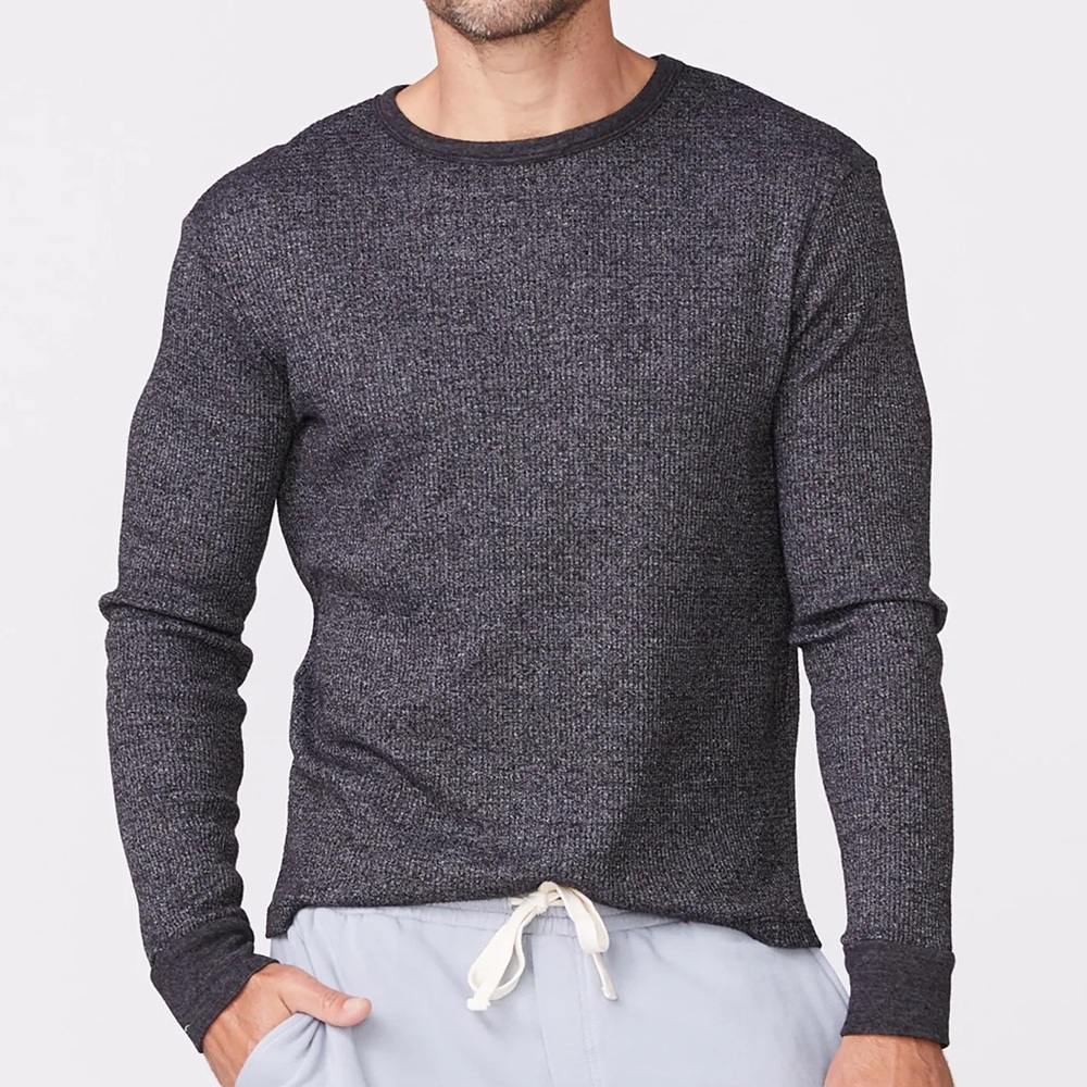 Monrow Dark Gray Thermal Long Sleeve Crew in XL